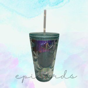 Starbucks Spring 2022 Iridescent Aqua Mermaid Scale Siren Cold Cup Tumbler 16oz